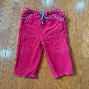 Baby Boden Heart Knee Pacthes Corduroy Pants Girls 3-6 Months Mos Lined Cotton